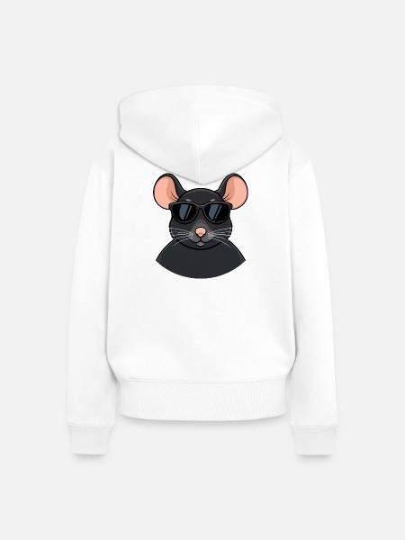 Mouse chic schwarze Brille - Frauen Premium Bio Zip Hoodie - Weiß