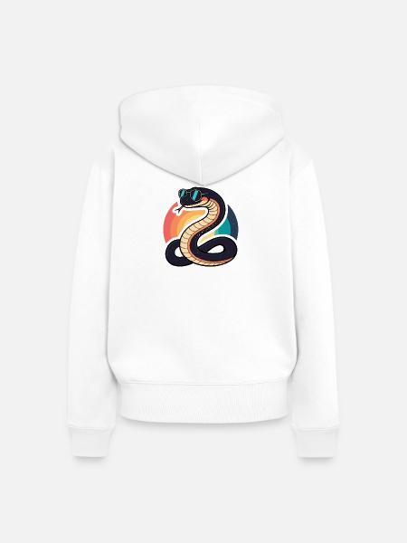Retro Solar-Schlangenbrille - Frauen Premium Bio Zip Hoodie - Weiß