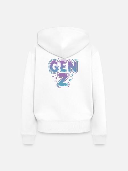 Gen Z Gradient Schrift Design - Frauen Premium Bio Zip Hoodie - Weiß
