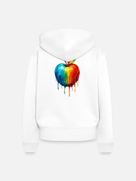 Apfel mit buntem Farbverlauf - Frauen Premium Bio Zip Hoodie - Weiß