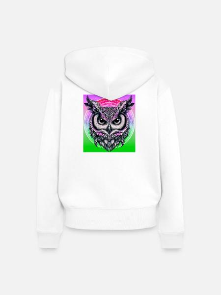 Eule - Frauen Premium Bio Zip Hoodie - Weiß
