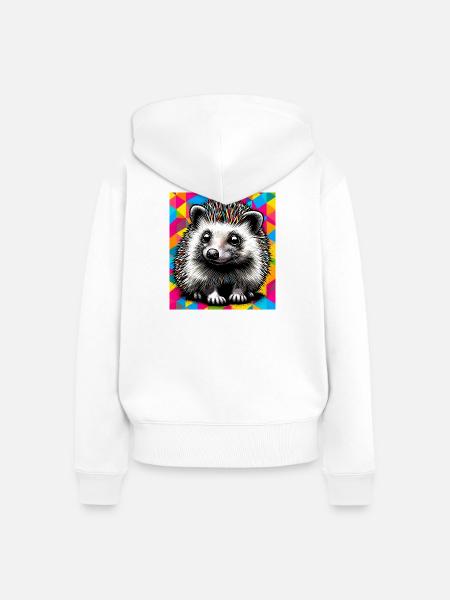 Igel - Frauen Premium Bio Zip Hoodie - Weiß
