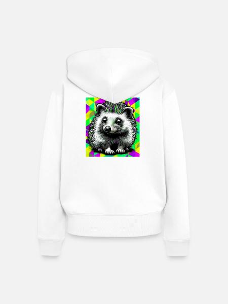 Igel - Frauen Premium Bio Zip Hoodie - Weiß