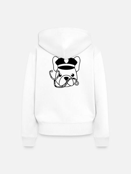 Frenchie Arzt Kopf Outline - Frauen Premium Bio Zip Hoodie - Weiß