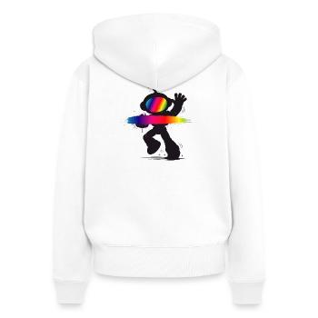 Roboter Silhouette Regenbogen Splash Design   - Frauen Premium Bio Zip Hoodie - Weiß - Hinten - AI Model Female 172 light (172cm)