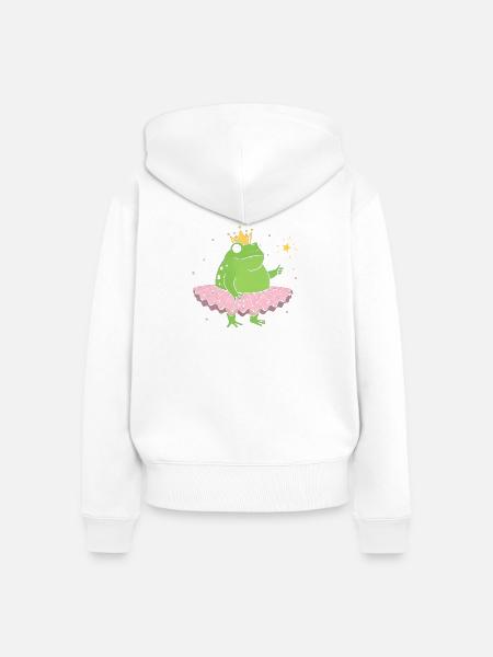 Froschprinzessin im Rosa-Tutu - Frauen Premium Bio Zip Hoodie - Weiß
