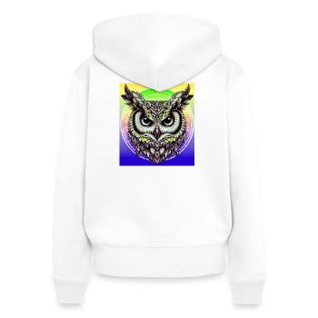 Eule - Frauen Premium Bio Zip Hoodie - Weiß - Hinten - AI Model Female 172 light (172cm)