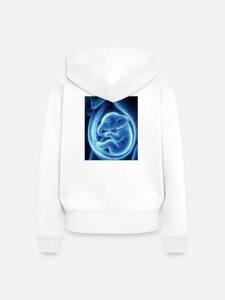 Blaues Ultraschallbaby im Mutterleib - Frauen Premium Bio Zip Hoodie - Weiß