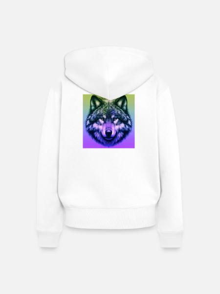 Wolf - Frauen Premium Bio Zip Hoodie - Weiß