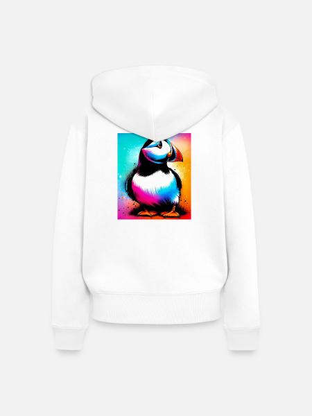 Papageitaucher - Frauen Premium Bio Zip Hoodie - Weiß