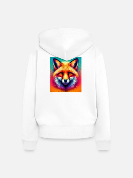 Fuchs - Frauen Premium Bio Zip Hoodie - Weiß