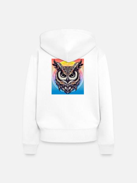 Eule - Frauen Premium Bio Zip Hoodie - Weiß