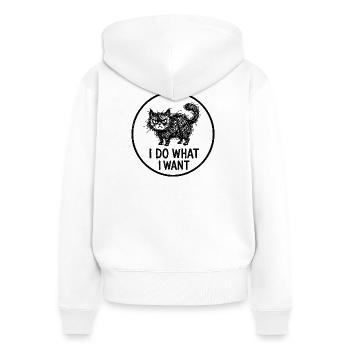 Ich mache, was ich will Katzenlogo - Frauen Premium Bio Zip Hoodie - Weiß - Hinten - AI Model Female 172 light (172cm)