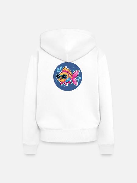 Fish Bright Sunglasses - Frauen Premium Bio Zip Hoodie - Weiß