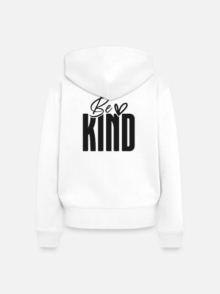 Be Kind Bold Script Overlay - Frauen Premium Bio Zip Hoodie - Weiß