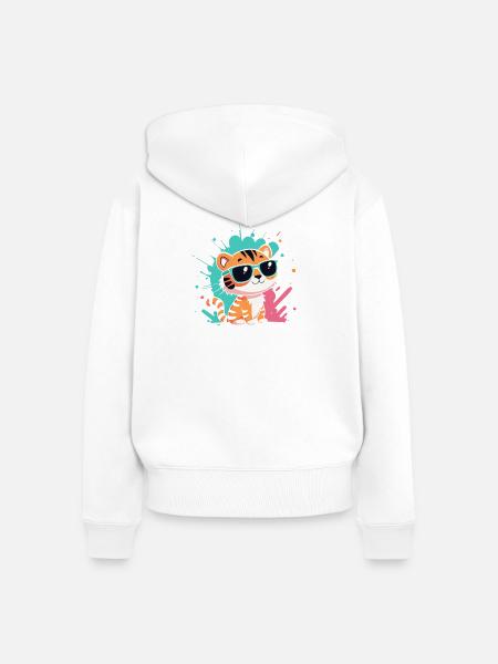 Tiger Chic bunte Sonnenbrillen - Frauen Premium Bio Zip Hoodie - Weiß