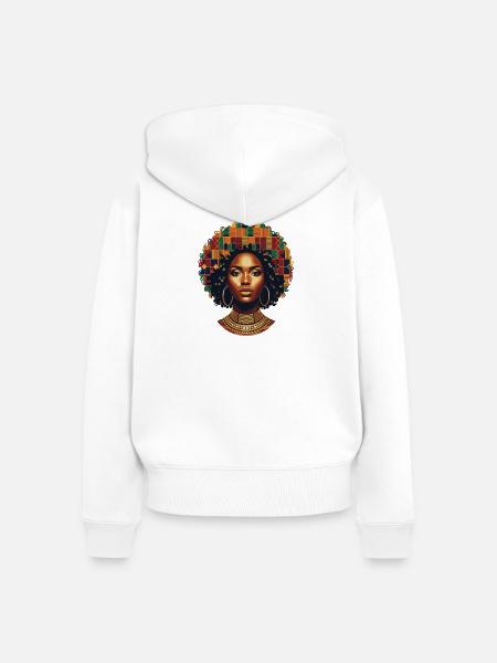 Kunstvolles Afro-Porträt - Frauen Premium Bio Zip Hoodie - Weiß