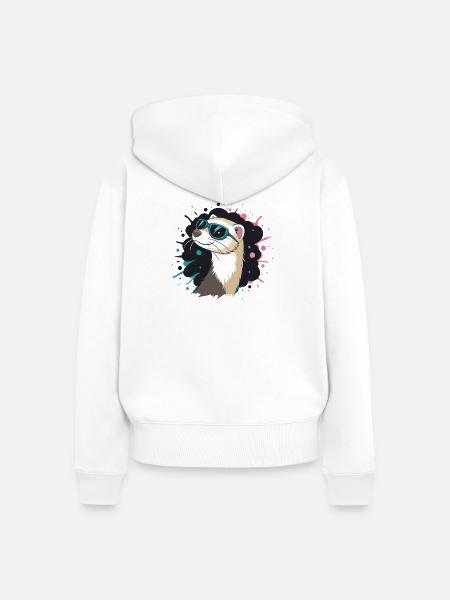 Sommerotter-Blaubrille - Frauen Premium Bio Zip Hoodie - Weiß
