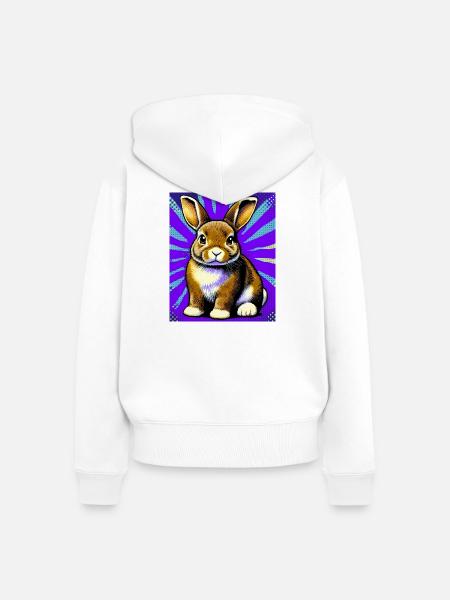 Kaninchen - Frauen Premium Bio Zip Hoodie - Weiß