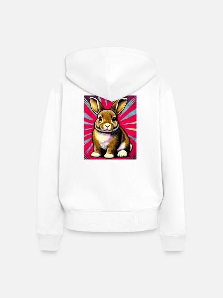 Kaninchen - Frauen Premium Bio Zip Hoodie - Weiß