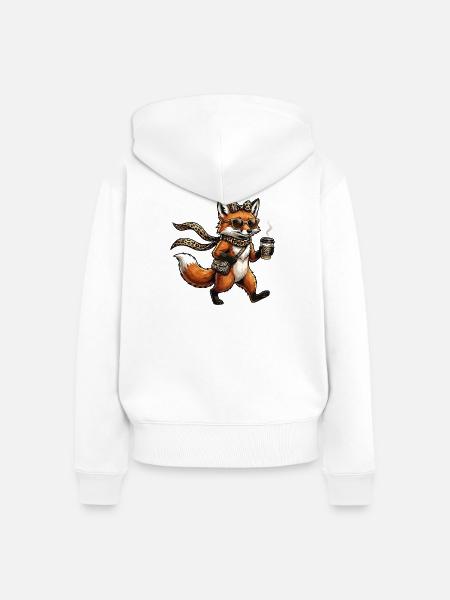 Leopard-Fuchs Kaffee Stil - Frauen Premium Bio Zip Hoodie - Weiß