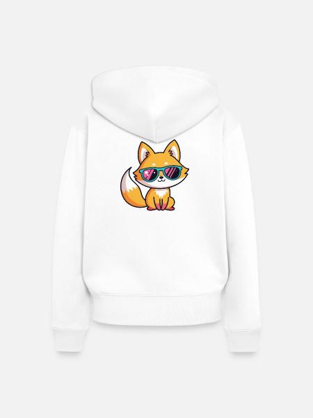Fox Retro Neonbrille - Frauen Premium Bio Zip Hoodie - Weiß