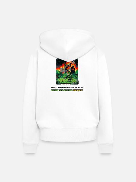 Side Quest Pause Gaming Spruch - Frauen Premium Bio Zip Hoodie - Weiß