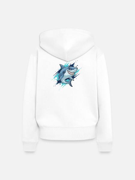 Cartoonhai Splash-Style - Frauen Premium Bio Zip Hoodie - Weiß