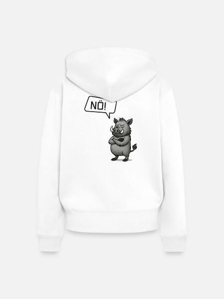 Nö! Wildschwein – Bockiger Keiler Statement - Frauen Premium Bio Zip Hoodie - Weiß