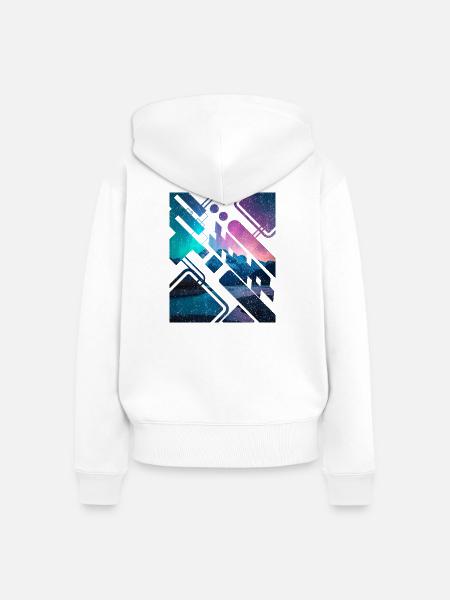 Geometrische Berg-Aurora - Frauen Premium Bio Zip Hoodie - Weiß
