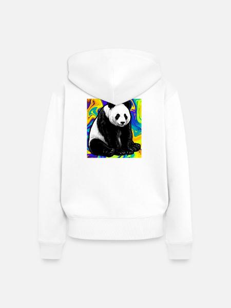 Panda - Frauen Premium Bio Zip Hoodie - Weiß
