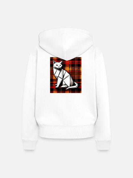 Katze - Frauen Premium Bio Zip Hoodie - Weiß