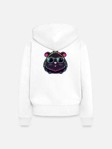 Hamster-Neon-Sonnenbrille - Frauen Premium Bio Zip Hoodie - Weiß