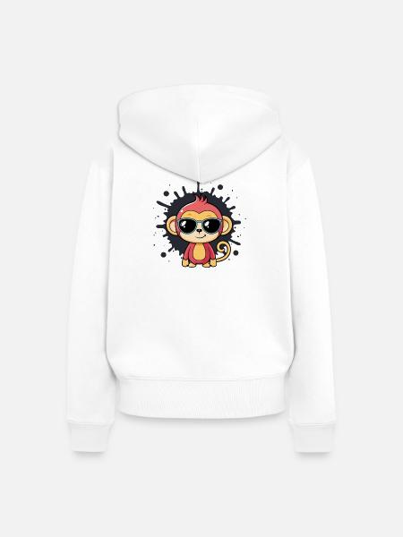 Monkey Chic Splash schwarze Brille - Frauen Premium Bio Zip Hoodie - Weiß