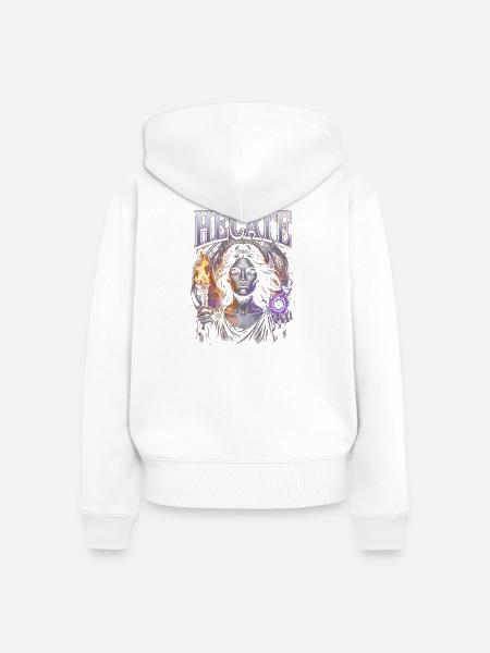 Hekate Feuerzauber Gothic - Frauen Premium Bio Zip Hoodie - Weiß