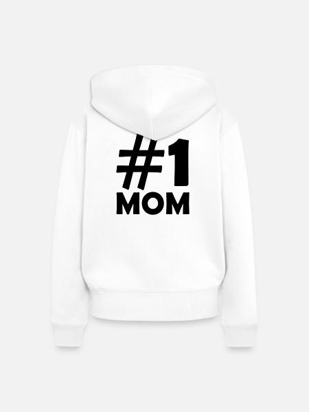 # 1 Mom - Frauen Premium Bio Zip Hoodie - Weiß