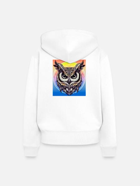 Eule - Frauen Premium Bio Zip Hoodie - Weiß