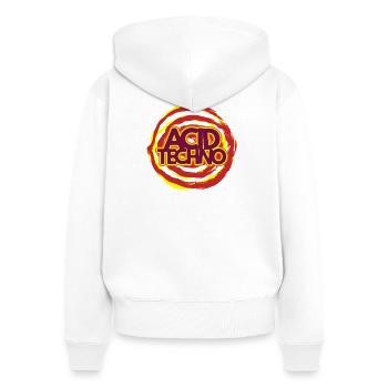 Acid Techno Neon Logo - Women's Premium Organic Zip Hoodie - white - Back - AI Model Female 172 light (172cm)