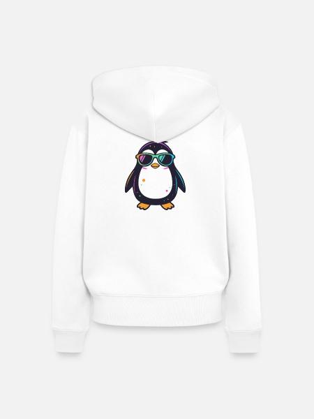 Pinguin-Neonbrillen - Frauen Premium Bio Zip Hoodie - Weiß