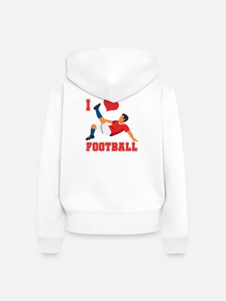 Herz-Kick Fußballfan - Frauen Premium Bio Zip Hoodie - Weiß
