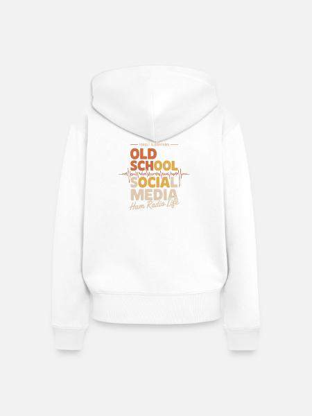 Altmodisches Social-Media-Amateurfunkleben - Frauen Premium Bio Zip Hoodie - Weiß