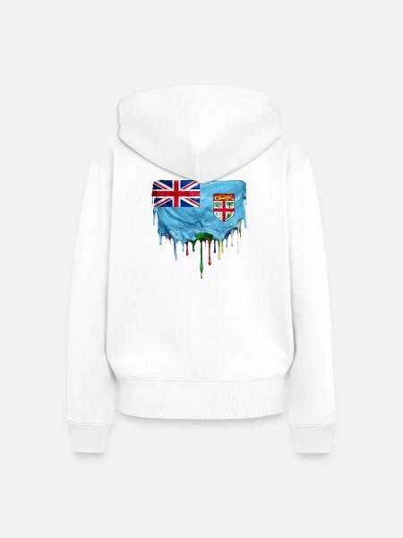 Fidschi tropfende Flagge - Frauen Premium Bio Zip Hoodie - Weiß