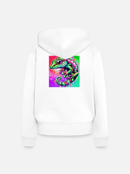 Gecko - Frauen Premium Bio Zip Hoodie - Weiß