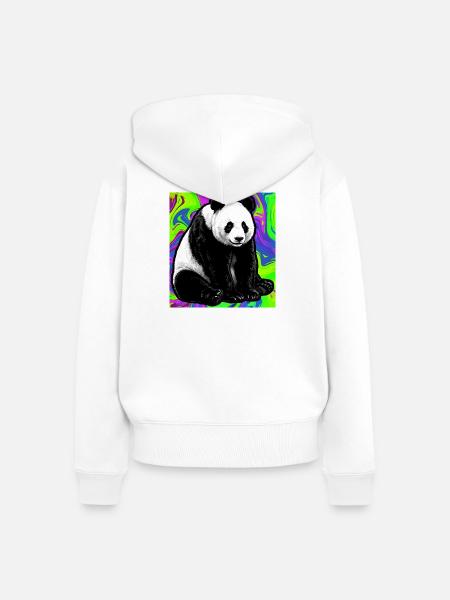 Panda - Frauen Premium Bio Zip Hoodie - Weiß
