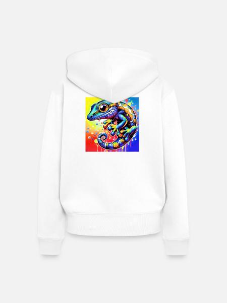 Gecko - Frauen Premium Bio Zip Hoodie - Weiß