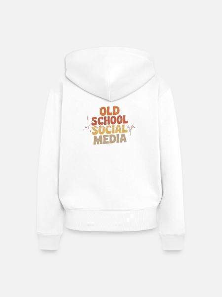 Altmodisches Social-Media-Amateurfunk - Frauen Premium Bio Zip Hoodie - Weiß