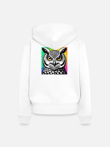 Eule - Frauen Premium Bio Zip Hoodie - Weiß