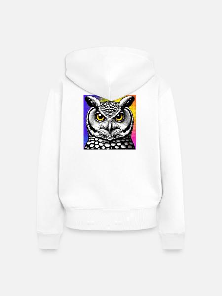 Eule - Frauen Premium Bio Zip Hoodie - Weiß