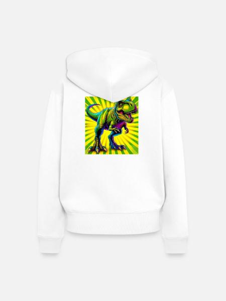 Dinosaurier - Frauen Premium Bio Zip Hoodie - Weiß