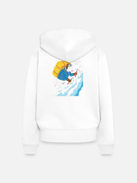 Kuh Alpiner Abenteurer - Frauen Premium Bio Zip Hoodie - Weiß